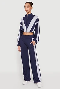 Contrast Trim Wide Leg Active Pants