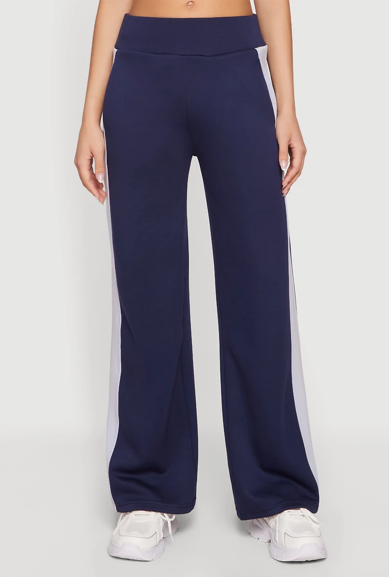 Contrast Trim Wide Leg Active Pants