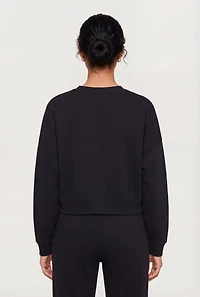 Cropped Long Sleeve Crew Neck Pullover Sweatshirt