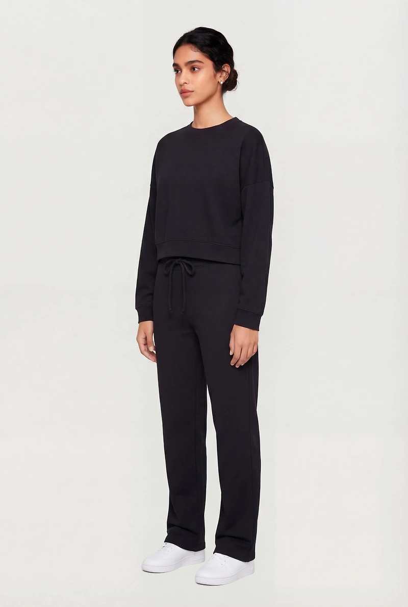 Drawstring Waist Straight Leg Sweatpants