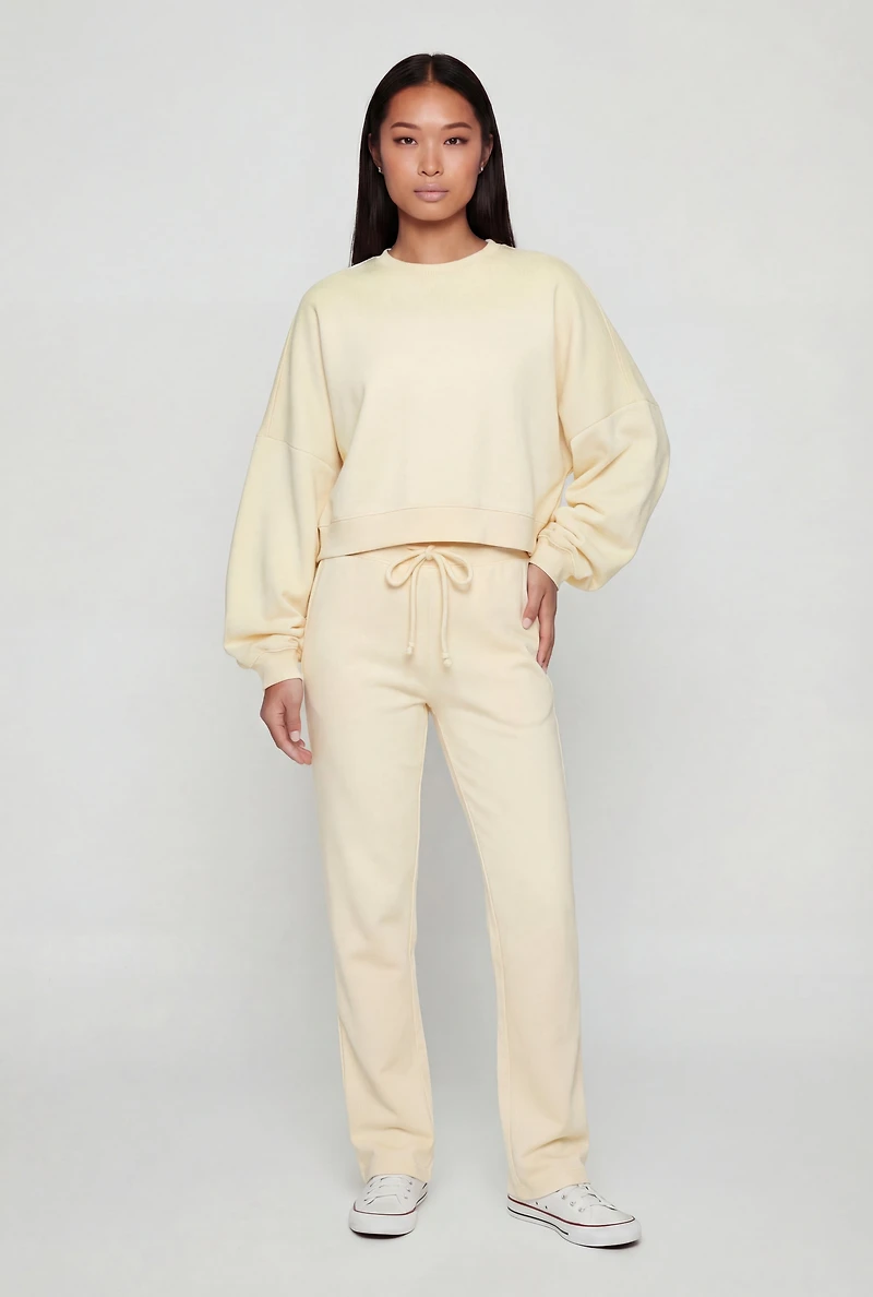 Drawstring Waist Straight Leg Sweatpants