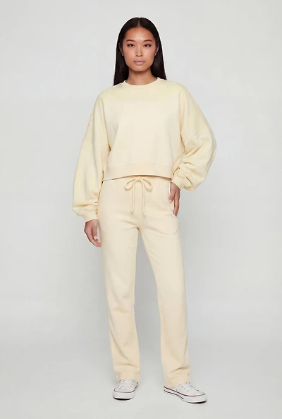 Drawstring Waist Straight Leg Sweatpants