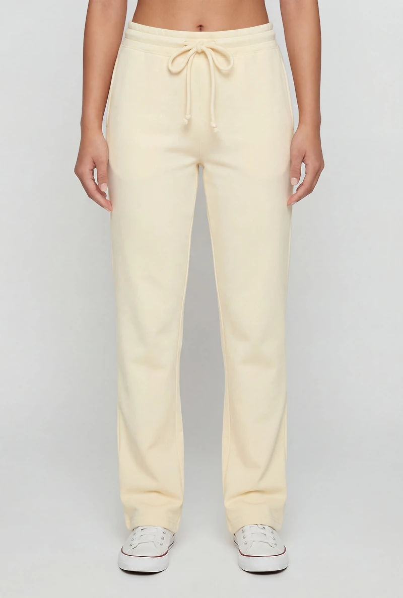 Drawstring Waist Straight Leg Sweatpants