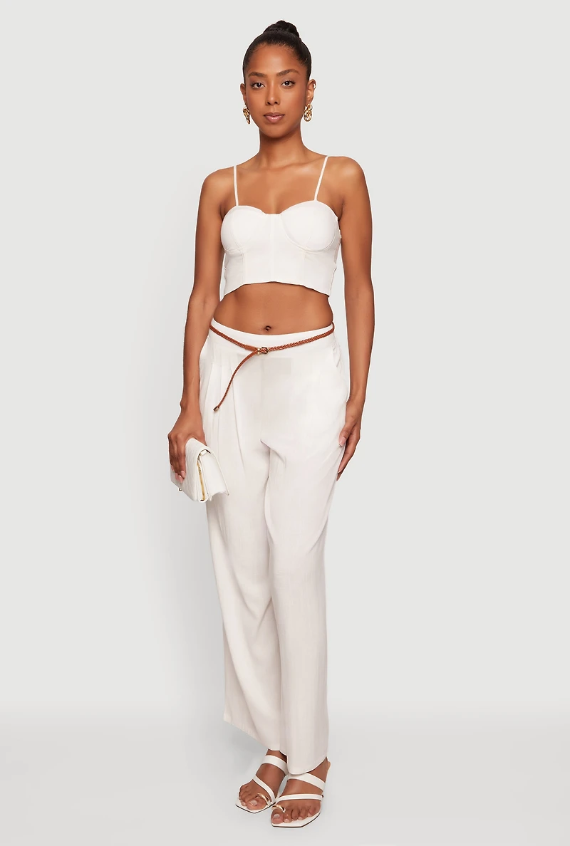 Gauze Knit Smocked Back Bustier Crop Top