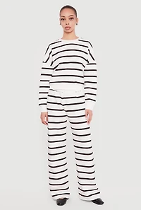 High Waisted Striped Wide Leg Pants
