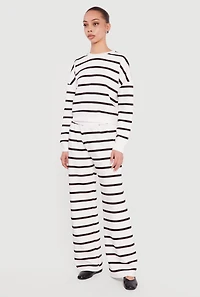 High Waisted Striped Wide Leg Pants