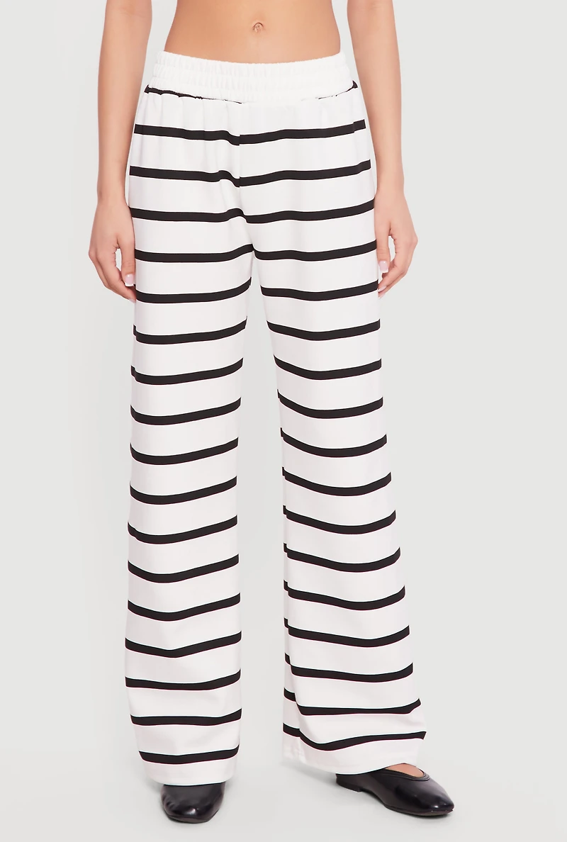 High Waisted Striped Wide Leg Pants
