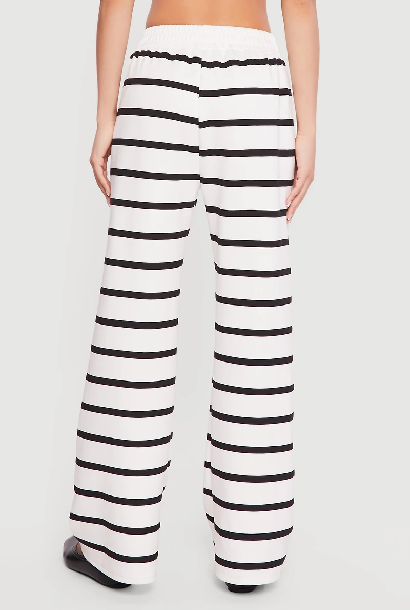 High Waisted Striped Wide Leg Pants