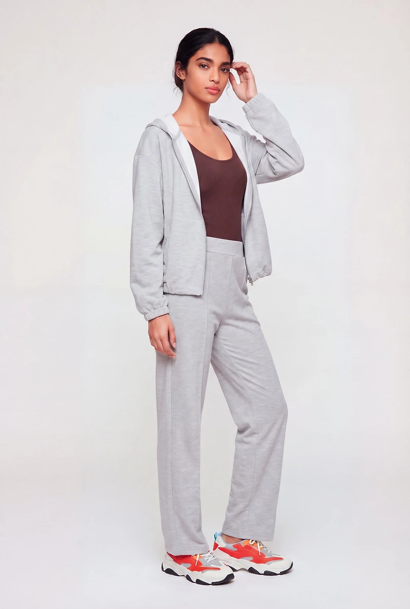 High Waisted Pintuck Detail Modal Pull On Pants