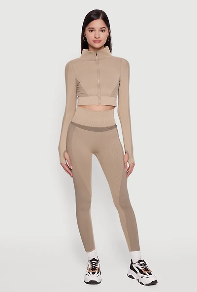 Seamless Compression Rib High Waisted Leggings