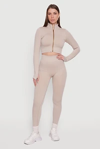 Seamless Acid Wash Zip Front Cropped Active Jacket
