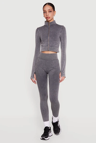 Mineral Wash Seamless Ribbed High Waisted Leggings