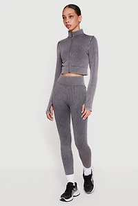 Mineral Wash Seamless Ribbed High Waisted Leggings