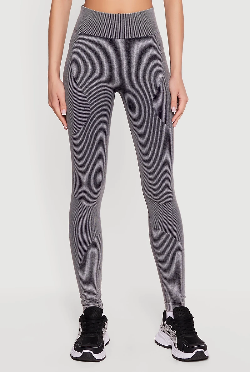 Mineral Wash Seamless Ribbed High Waisted Leggings
