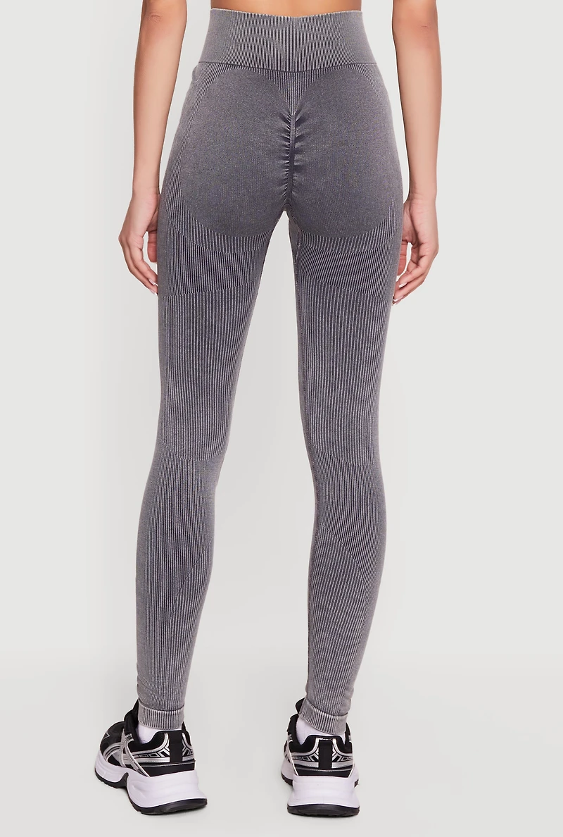 Mineral Wash Seamless Ribbed High Waisted Leggings