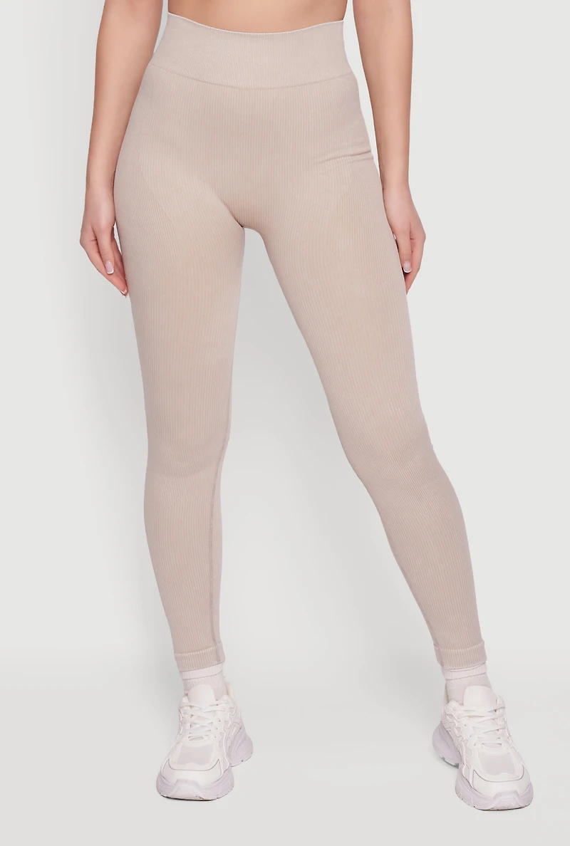 Mineral Wash Seamless Ribbed High Waisted Leggings