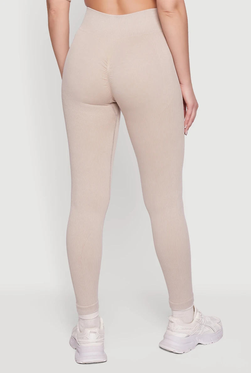 Mineral Wash Seamless Ribbed High Waisted Leggings