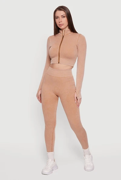 Mineral Wash Seamless Ribbed High Waisted Leggings