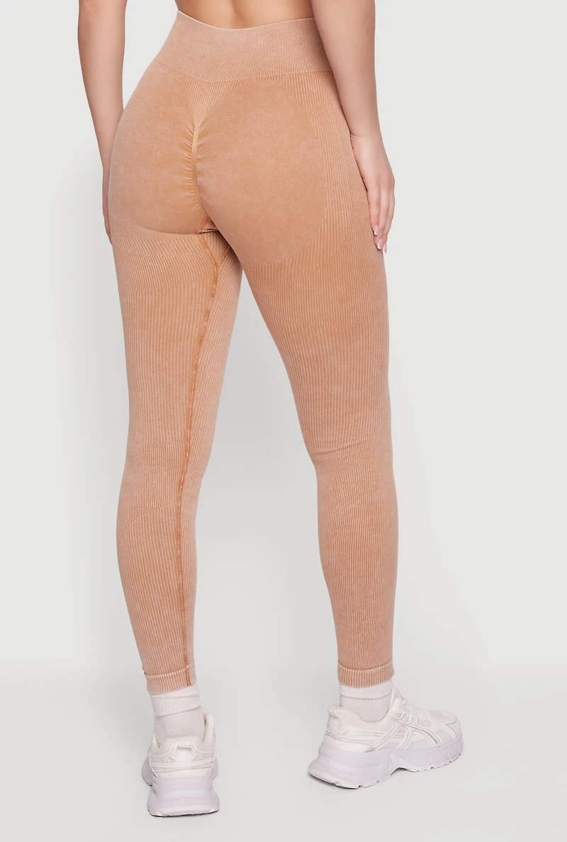 Mineral Wash Seamless Ribbed High Waisted Leggings