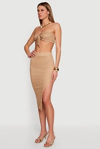 Textured Knit Bow Front Bandeau Top