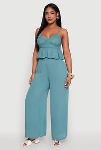Stylish Gauze Knit High Waisted Palazzo Pants