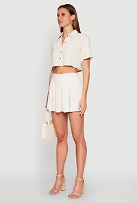 Womens Linen Cropped Shirt,