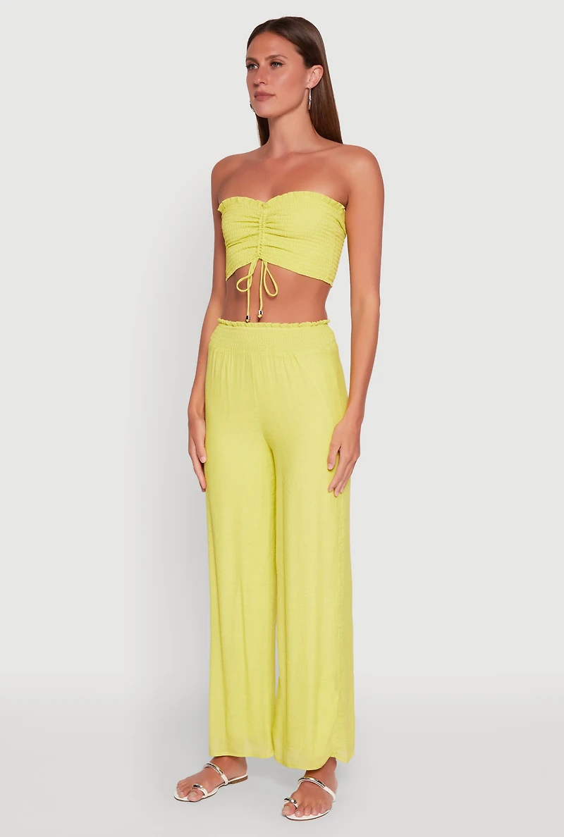 Womens Ruched Sweetheart Smocked Tube Top,