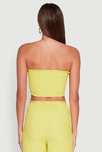 Womens Ruched Sweetheart Smocked Tube Top,