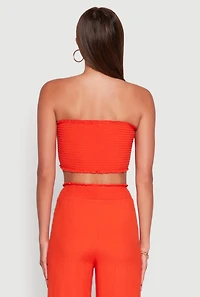 Womens Ruched Sweetheart Smocked Tube Top,