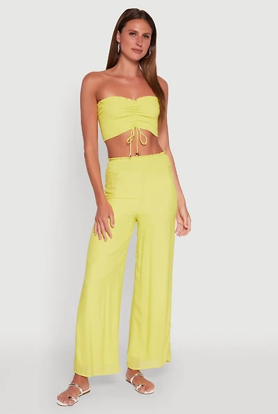 Smocked High Waisted Palazzo Pants