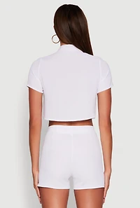 Womens Airy Cargo Pocket Button Front Shirt, White, Size S