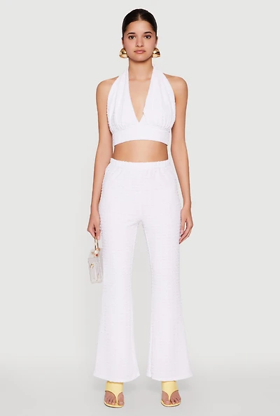 Bubble Knit Flared Leg Pants