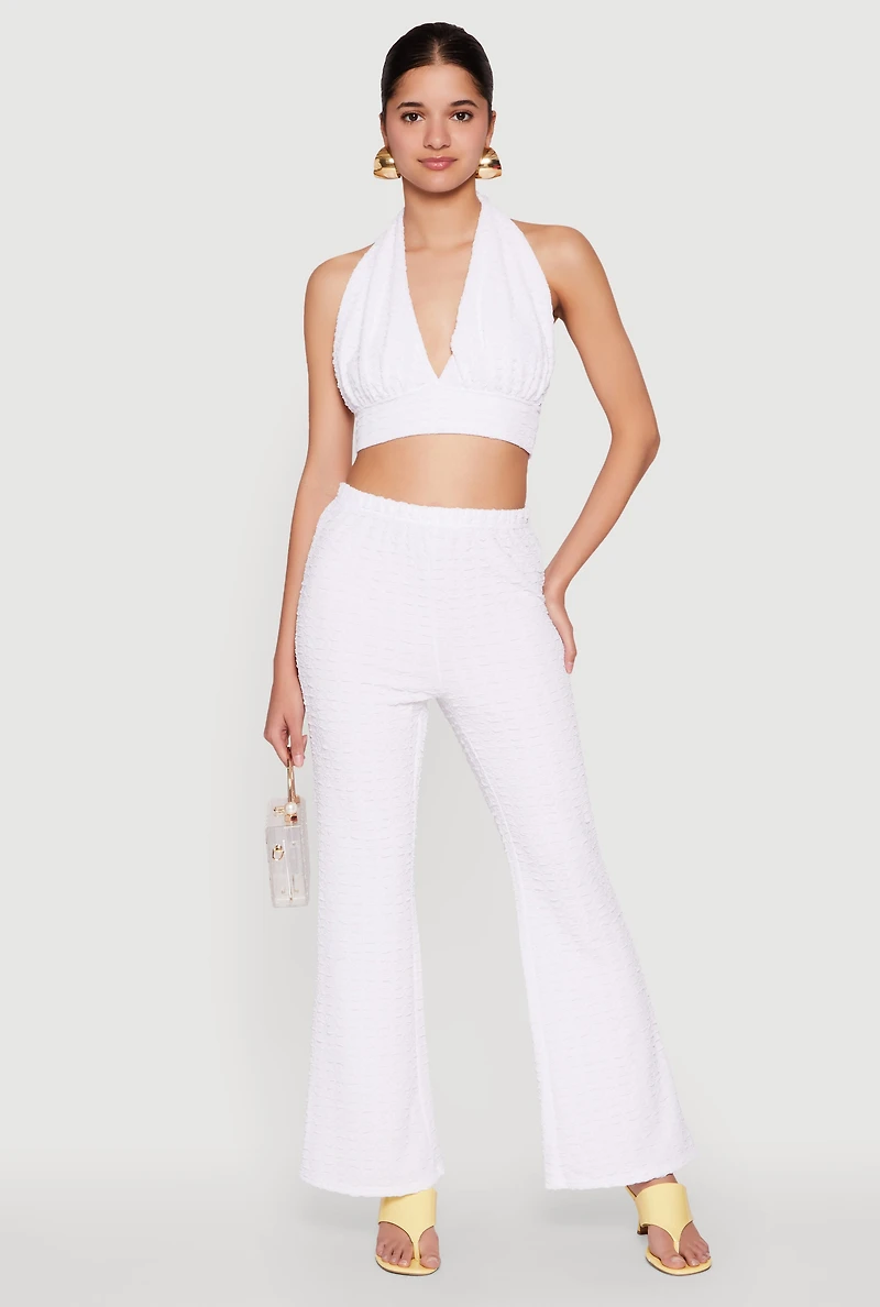 Bubble Knit Flared Leg Pants