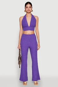 Bubble Knit Flared Leg Pants