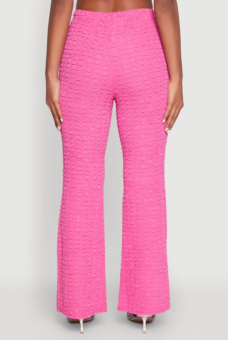 Womens Bubble Knit Flared Leg Pants,