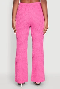 Womens Bubble Knit Flared Leg Pants,