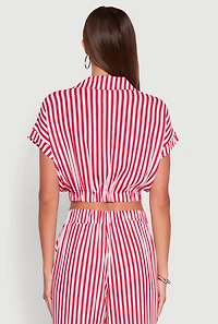 Faux Wrap Striped Crop Top