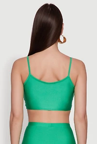 Womens Metallic O Ring Keyhole Crop Top, Green, Size S
