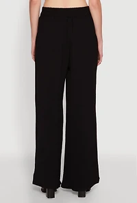 Womens Trendy Pleated Detail Crepe Knit Palazzo Pants,
