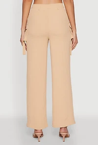 Womens Airy High Waisted Cargo Pocket Pants,