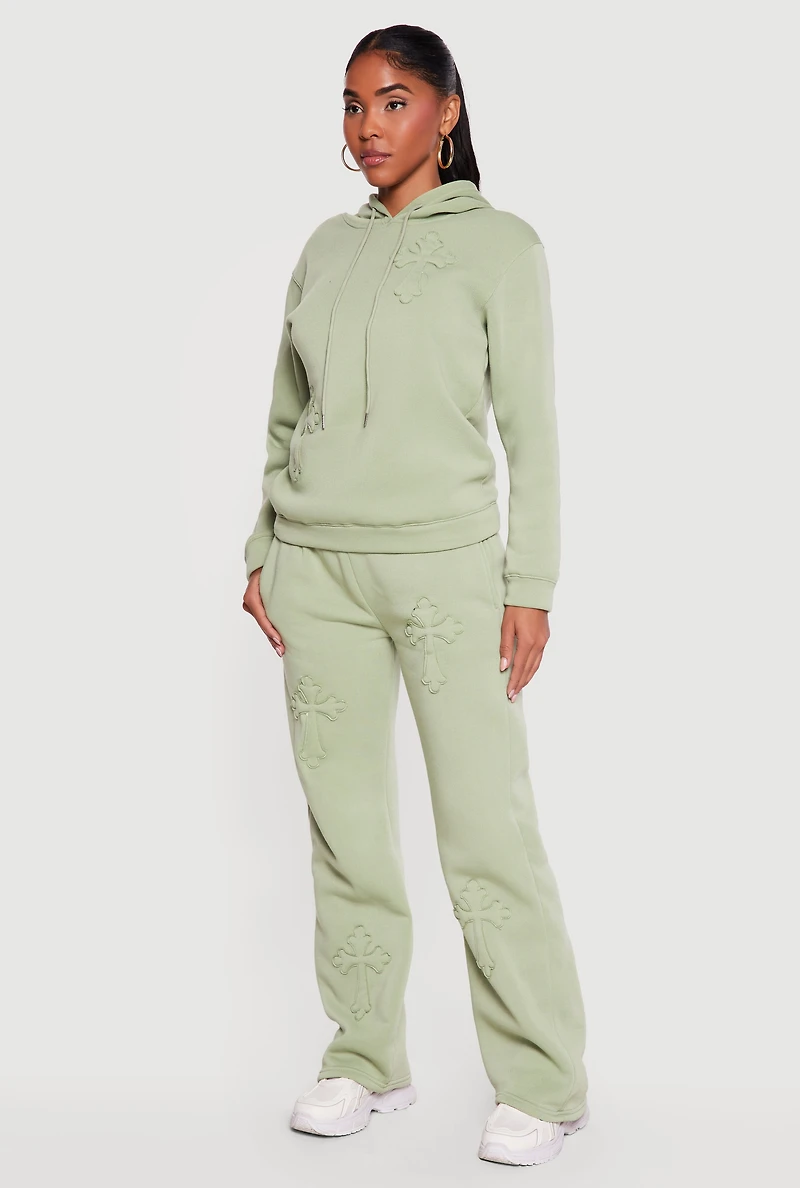 Cross Applique Drawstring Waist Sweatpants