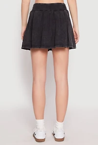 Womens Mineral Wash Pleated Mini Skirt, Grey, Size M