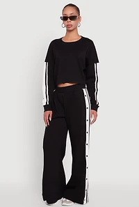 Womens Contrast Trim Drop Shoulder Crop Top, L