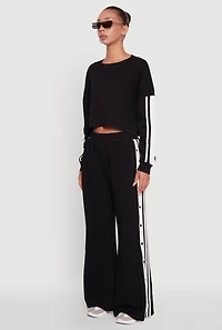 Womens Contrast Trim Drop Shoulder Crop Top, L