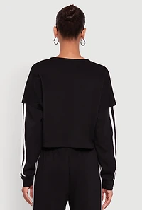 Womens Contrast Trim Drop Shoulder Crop Top, L
