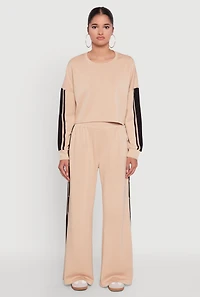 Womens Contrast Trim Drop Shoulder Crop Top,