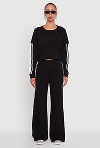 Womens Varsity Stripe Snap Button Side Track Pants,