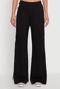 Womens Varsity Stripe Snap Button Side Track Pants,