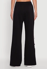 Womens Varsity Stripe Snap Button Side Track Pants,