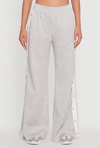 Womens Varsity Stripe Snap Button Side Track Pants, Grey, Size S